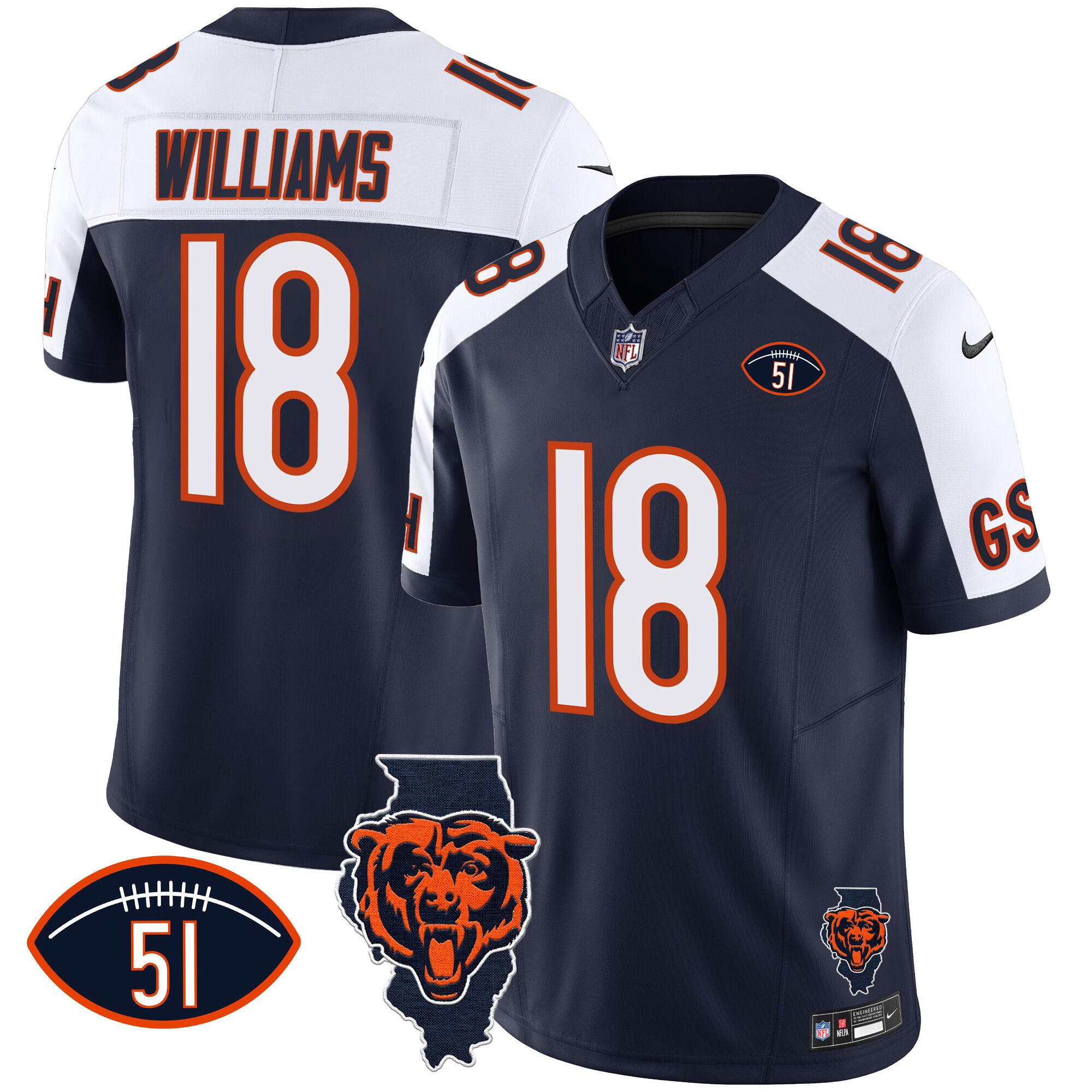 Men Chicago Bears #18 Williams blue 2024 Nike Limited NFL Jersey 